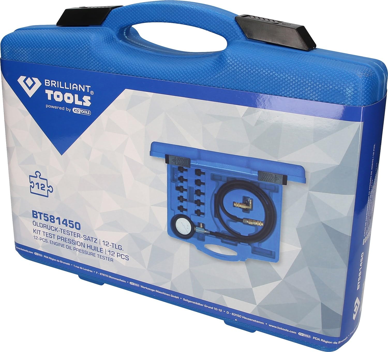 BRILLIANT TOOLS BT581450 Set tester pressione olio, 12 pz [Powered by KS TOOLS]