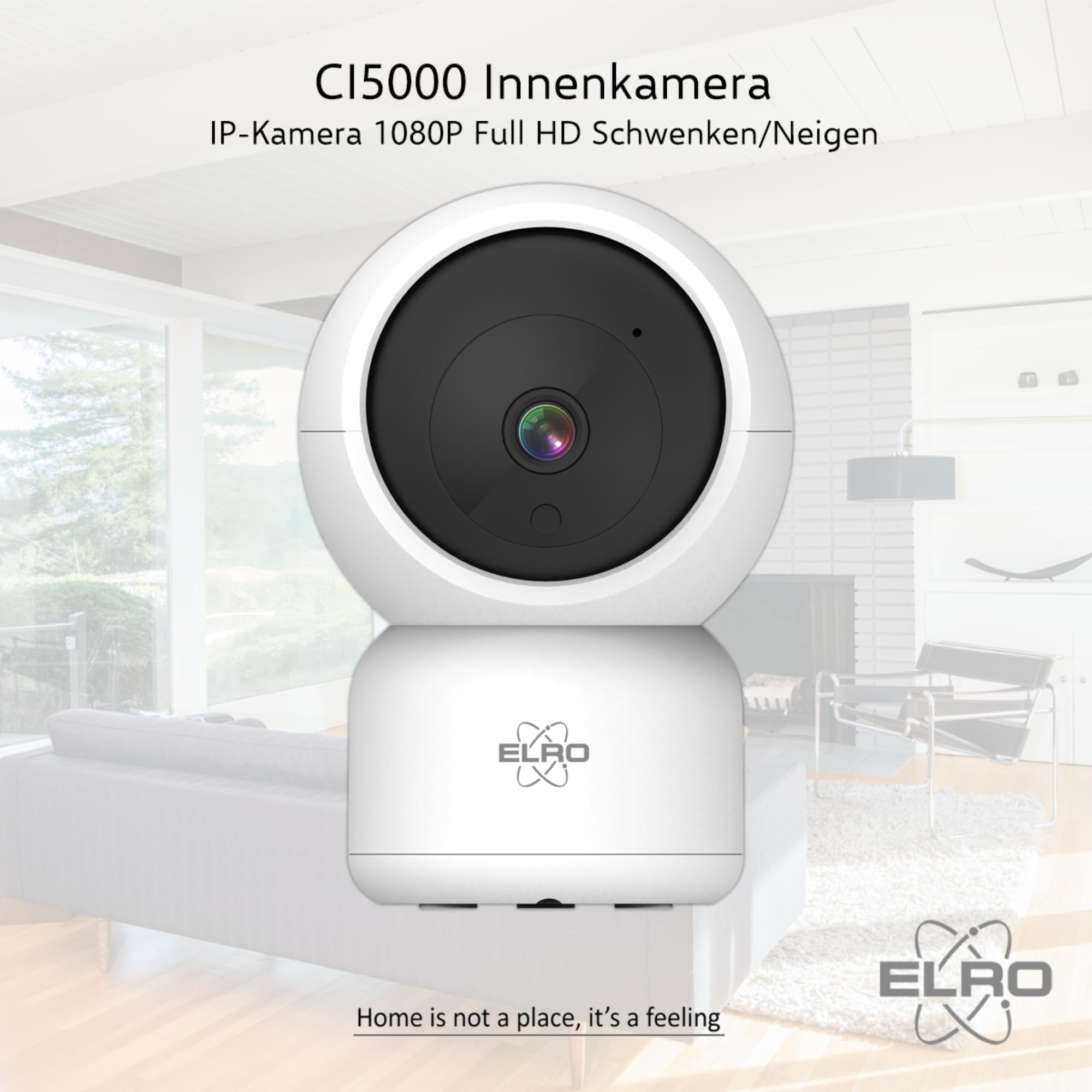 ELRO CI5000 Innen WiFi IP Überwachungskamera mit Bewegungssensor und Nachtsicht - Full HD 1080P Überwachungskamera mit Sirene