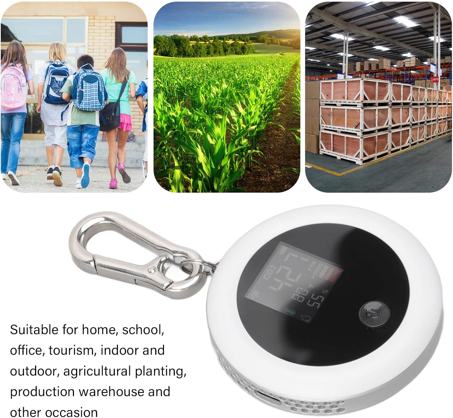 TOPINCN Co2 Meter, 3 in 1 Infrared Airflow & Air Quality Indoor Air Quality Meters Digital Co2 Detector Temperature Humidity Co2 Multifunction Portable Air Analyzer for Home Tents Cars