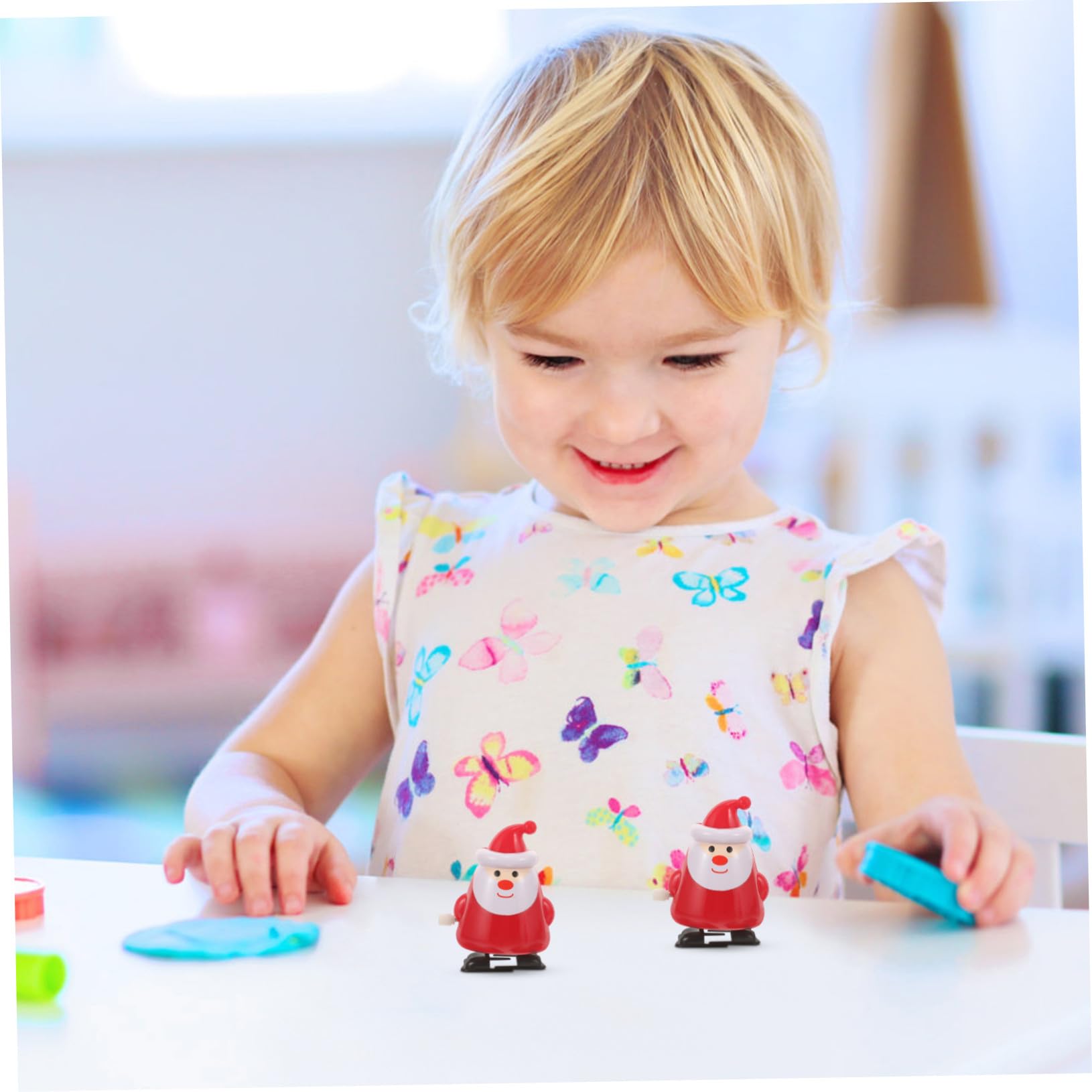 Juguetes de Cuerda Navideños con Diseño de Papá Noel Rojo Juguetes Educativos Mecánicos para Regalo Divertido para Fiesta y Festivales