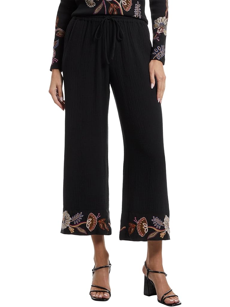 Black Johnny Was Mixed Media Wide Leg Pants- Gineva