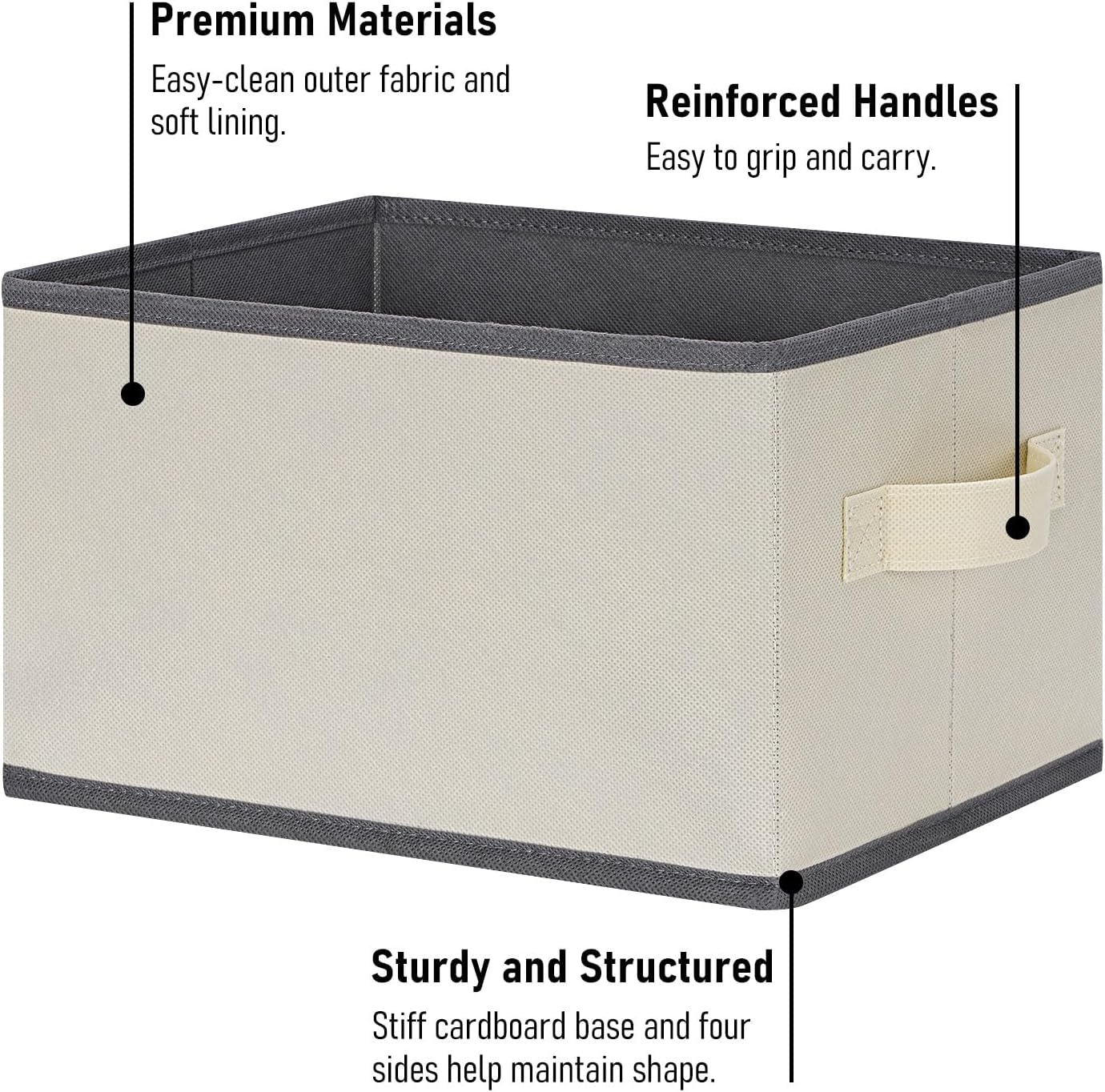 LHZK Collapsible Fabric Storage Bins for Shelves 6 Pack, Small Storage Baskets for Shelves, Closet Storage Bins with Handles, Storage Baskets for Organizing Home (Beige, 11.4"x8.7"x6.7")