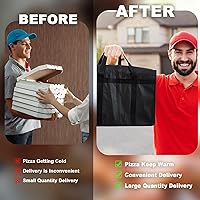 Vista 4 de Maxcheck 2 bolsas aisladas de entrega de pizza de 20 x 20 x 14 pulgadas, bolsas calentadoras de pizza, reutilizables, aisladas, enfriadoras