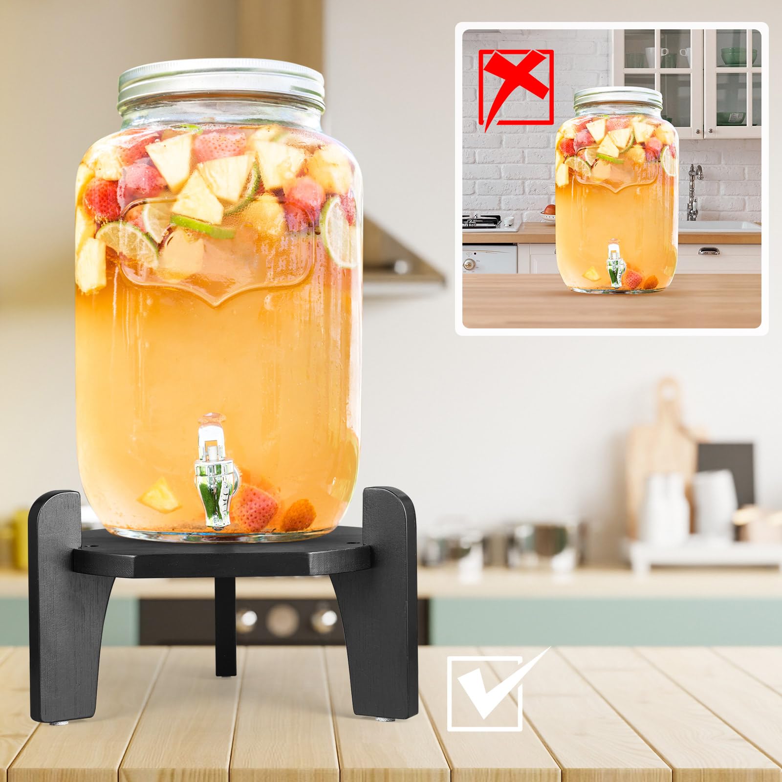 Support Distributeur De Boissons En Bambou - Lot De 2, Pour Fêtes Et Déco Maison - 11