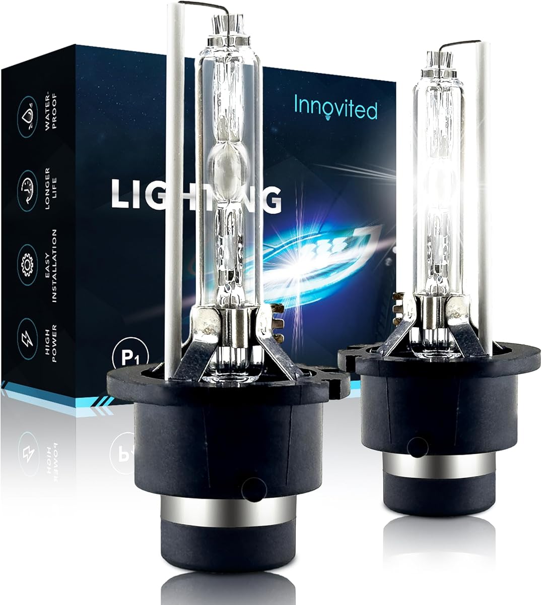 D4S HID Xenon Headlight Bulbs 6000K Cool White High Low Beam 66440 42402 42402WX,etc Replacement Bulb - Pack of 2