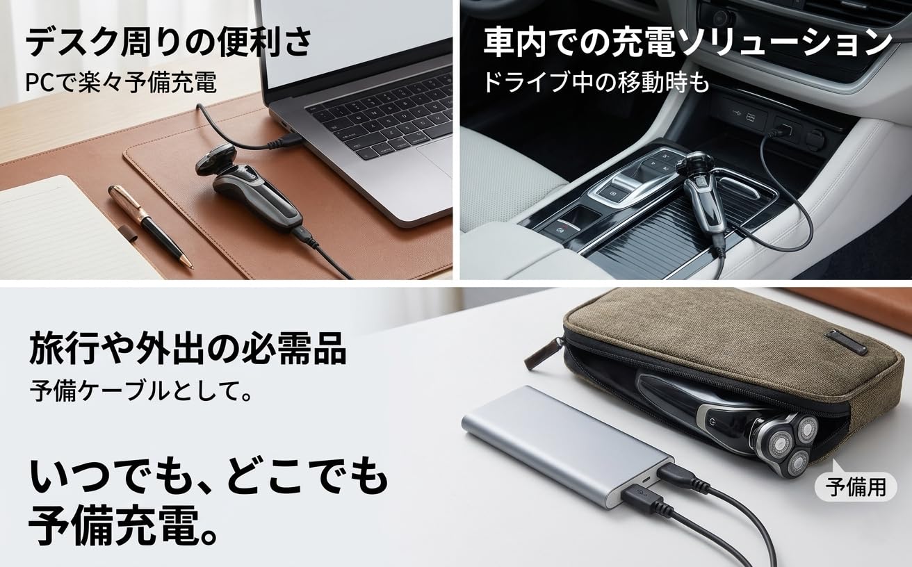 Amazon.co.jp: シェーバー 充電ケーブル MJTXD01SKS 対応 USB 充電器 2