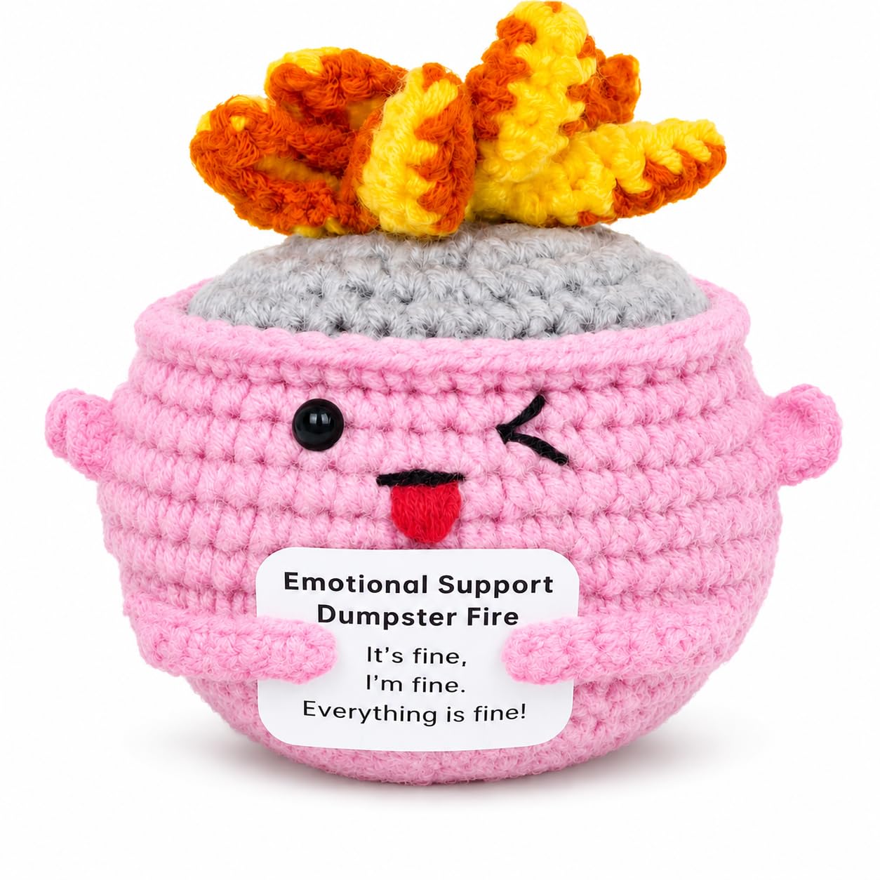 Emotional Support Dumpster Fire Crochet (Pink)