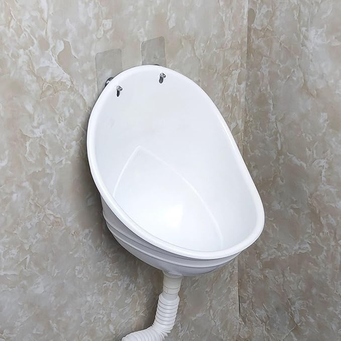 Orinal plástico simple para hombres, montado en pared, sin agua, blanco miniatura 2