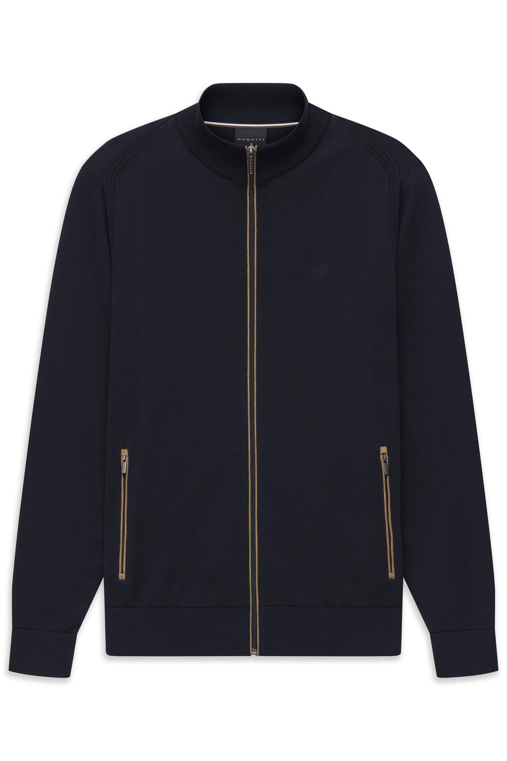 Bugatti Men's 390-Navy Blue Regular Fit Cotton Zip Up Cardigan