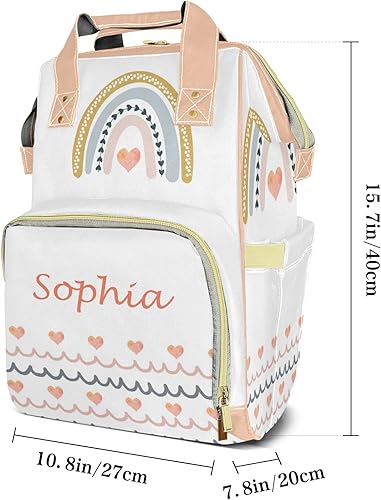 Miniatura 7 de Mochila de pañales con estampado de huellas de patas con nombre, bolsa multifunción de gran capacidad para mamá, papá, unisex, niño y niña, Diseño