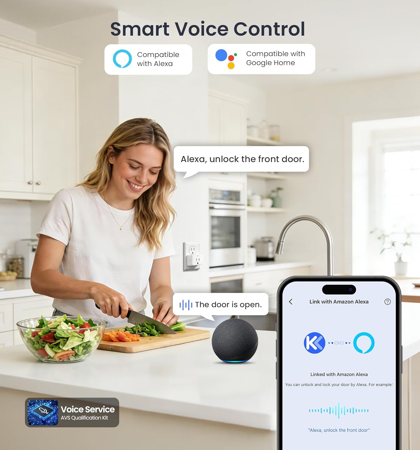 Veise VE017G Wi-Fi Keyless Entry Door Lock, App Remote & Voice Control, Fingerprint Smart Locks for Front Door, Touchscreen Electronic Keypad Deadbolt, Auto Lock, Emergency Power Port, Satin Nickel