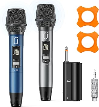 Wireless Microphones, Dual Handheld Mics with True 0-Delay | Premium metal handheld mics, 240FT wireless range, plug-and-play receiver for karaoke, PA speakers, speeches & events.