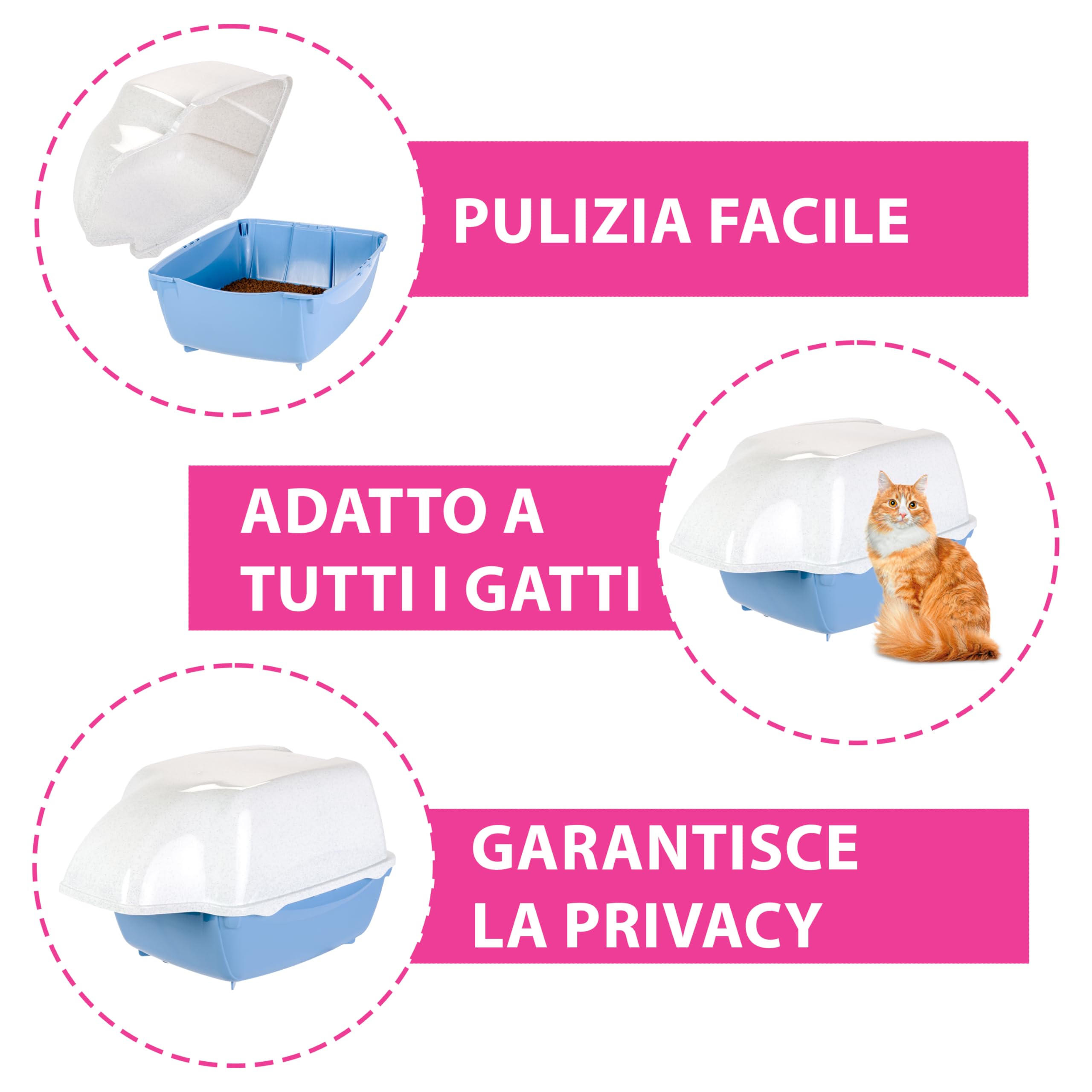 Ferplast Lettiera Gatto Chiusa, Toilette per Gatti Coperta, utilizzabile anche in Esterno, a Prova di Pioggia, 43,5 x 73,5 x h 41 cm, COSMIC OUTDOOR Lettiera Gatto Grande, Nero