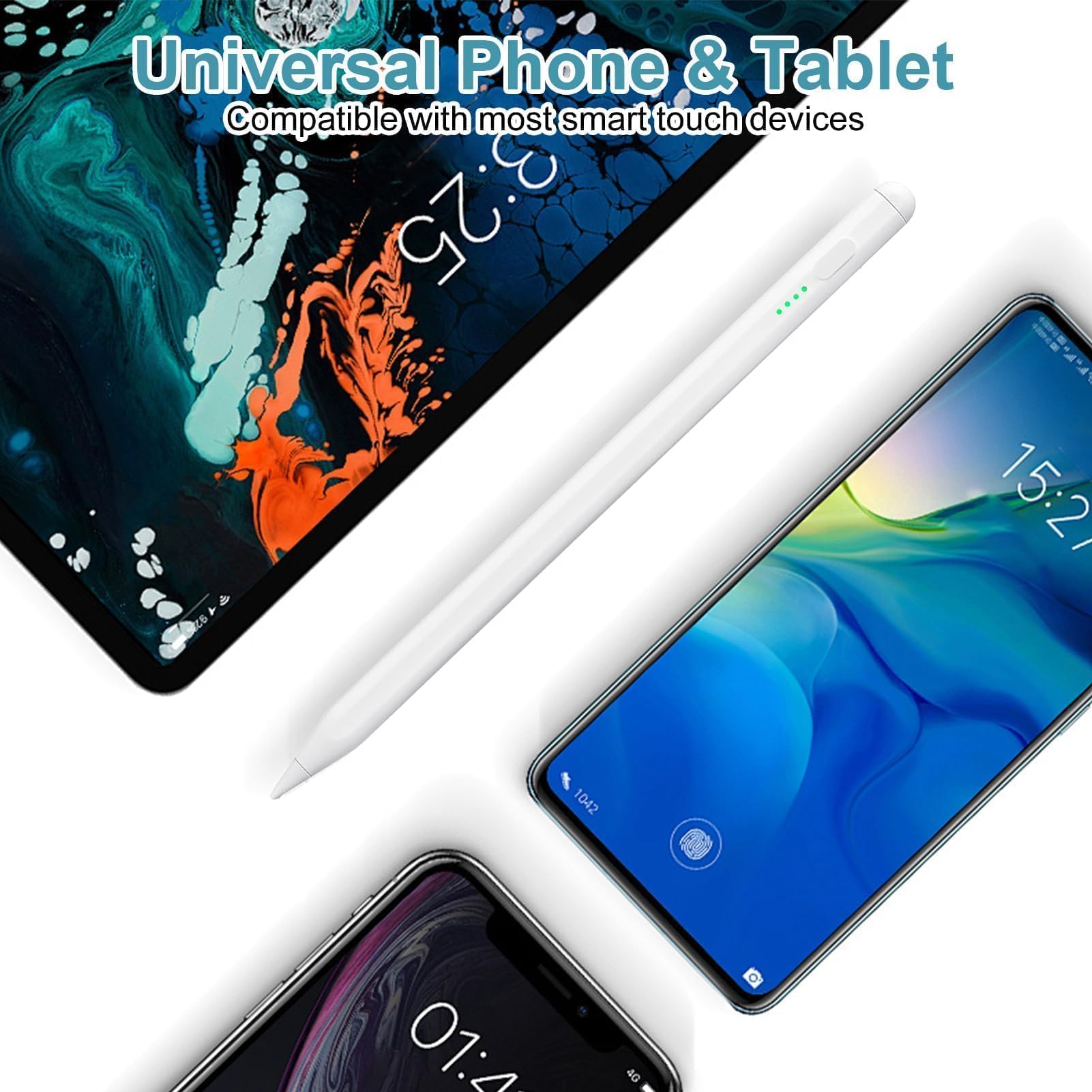 Stylus Pen per Touchscreen Android iOS, Stylus Pencil per Tablet e Smartphone, Penna Universale per Tablet Compatibile con Sam sung/i Phone, Sensibilità all'inclinazione,con 4 punte di ricambio