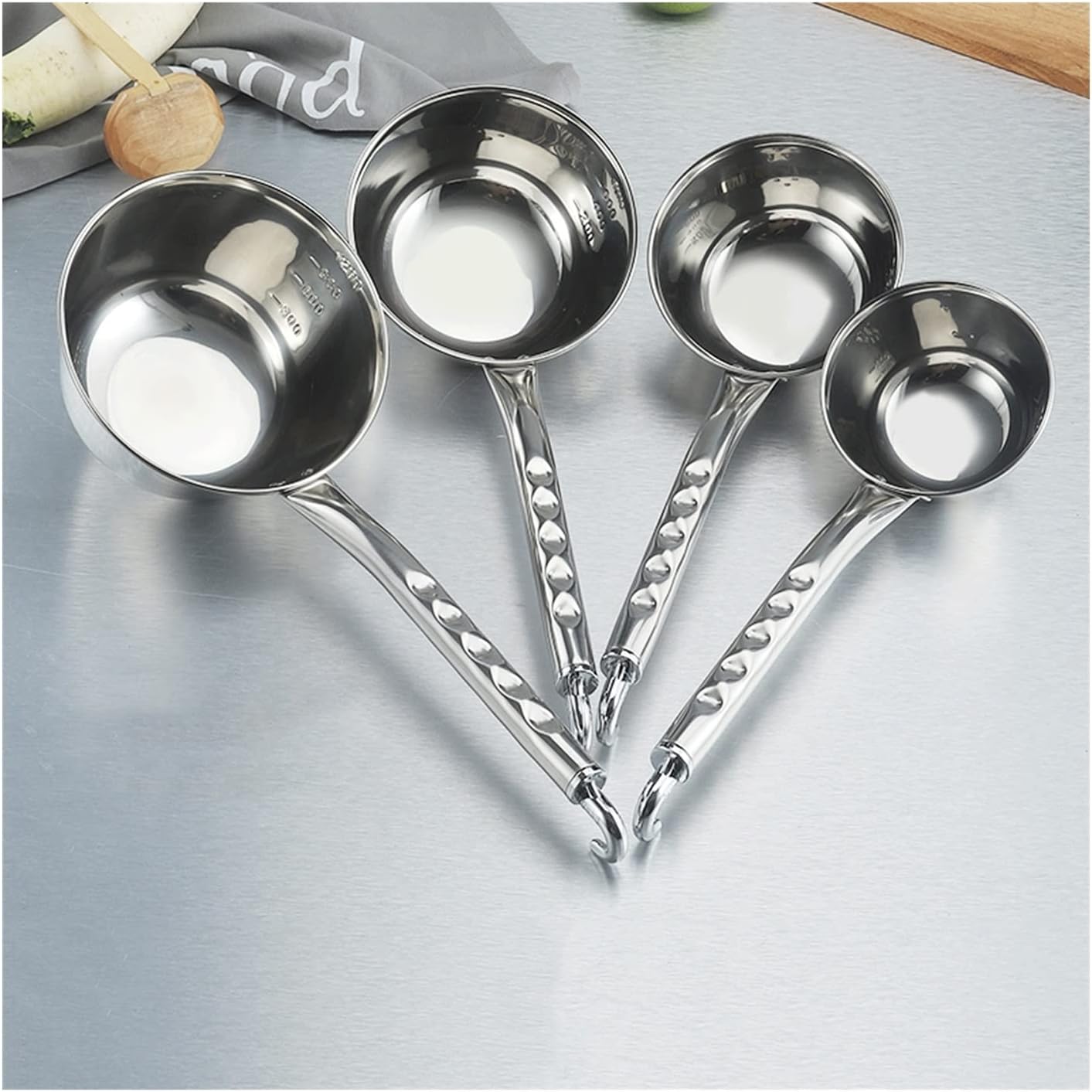 Ladle Stainless Steel Water Spoon Customer Service Ladle Canteen Kitchen Long Handle Hook Thickened Water Ladle Ladle Soup Ladle (1) (6)