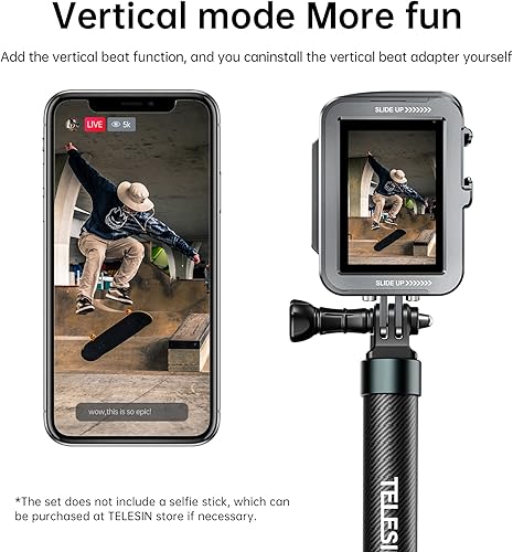 Miniatura 3 de TELESIN Carcasa metálica de aluminio para GoPro 13, 12, 11, 10, 9, kit de montaje vertical, protector de marco protector de carcasa de esqueleto, se