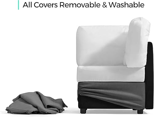 Miniatura 4 de LINSY HOME Sofá modular modular con almacenamiento, sofá seccional lavable con fundas intercambiables, asiento de esquina para sofá modular, gris