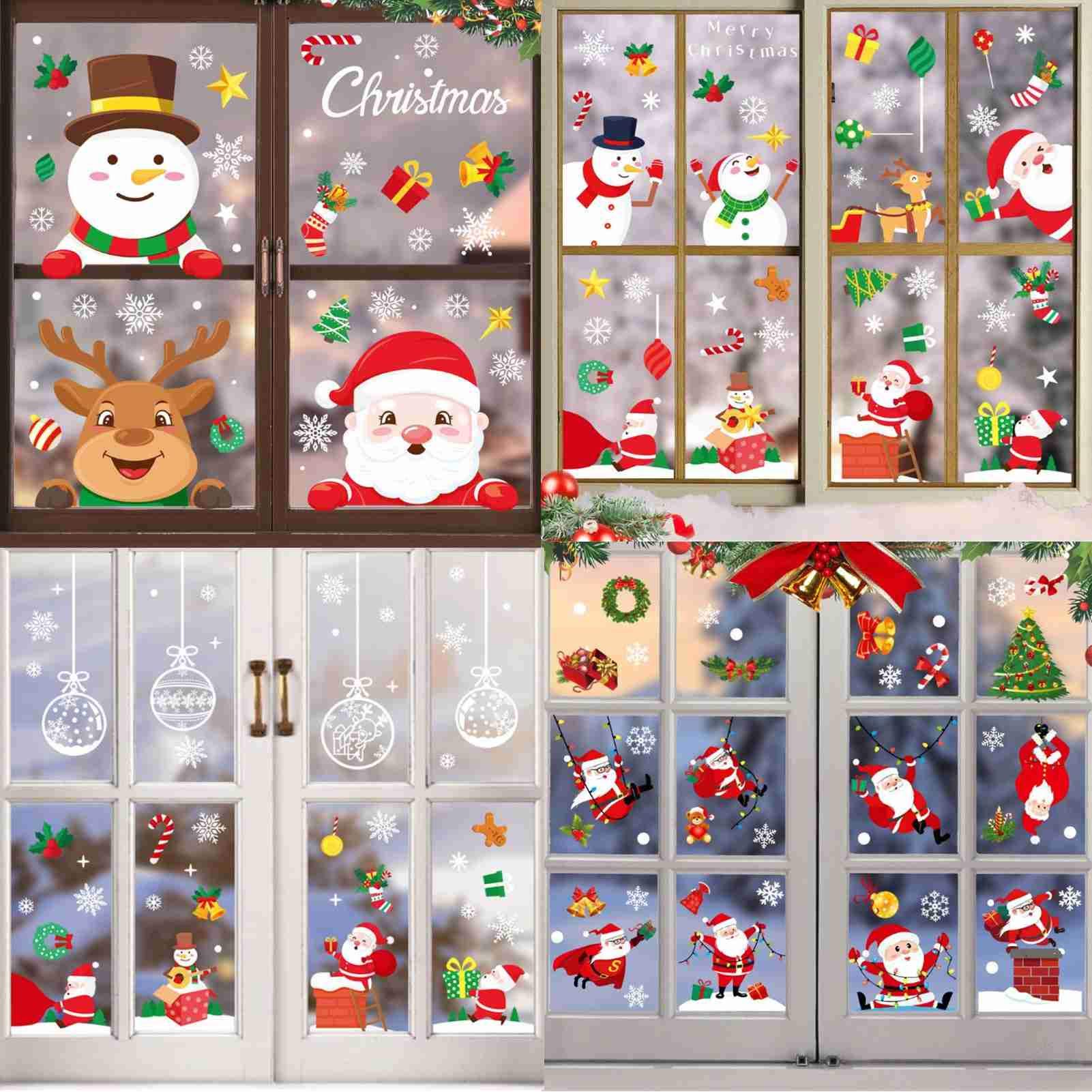 Amazon｜クリスマス 静電ステッカー クリスマスステッカー 4セット入れ 