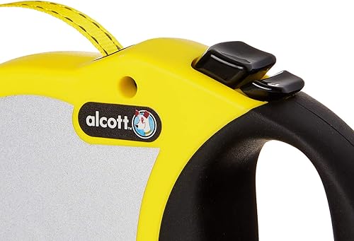 Miniatura 3 de alcott Visibility Correa de cinturón reflectante retráctil, 16 pies de largo, pequeña para perros de hasta 45 libras, amarillo neón con detalles