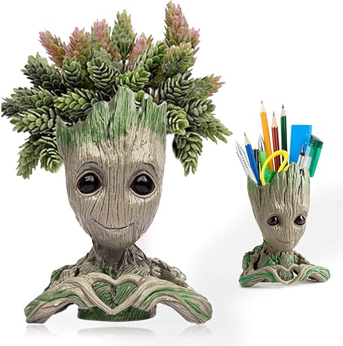 Groot - Maceta para suculentas, 6 x 4 pulgadas, para plantas de interior, decoración de jardín, escritorio, soporte para lápices Groot para niños,