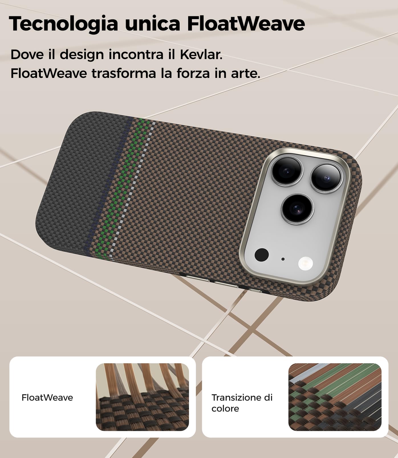 BENKS Prestige Cover per iPhone 17 Pro Max con Pulsante Controllo Fotocamera Compatibile con MagSafe, Antiurto Custodia in Fibra Aramidica DuPont Kevlar e TPU