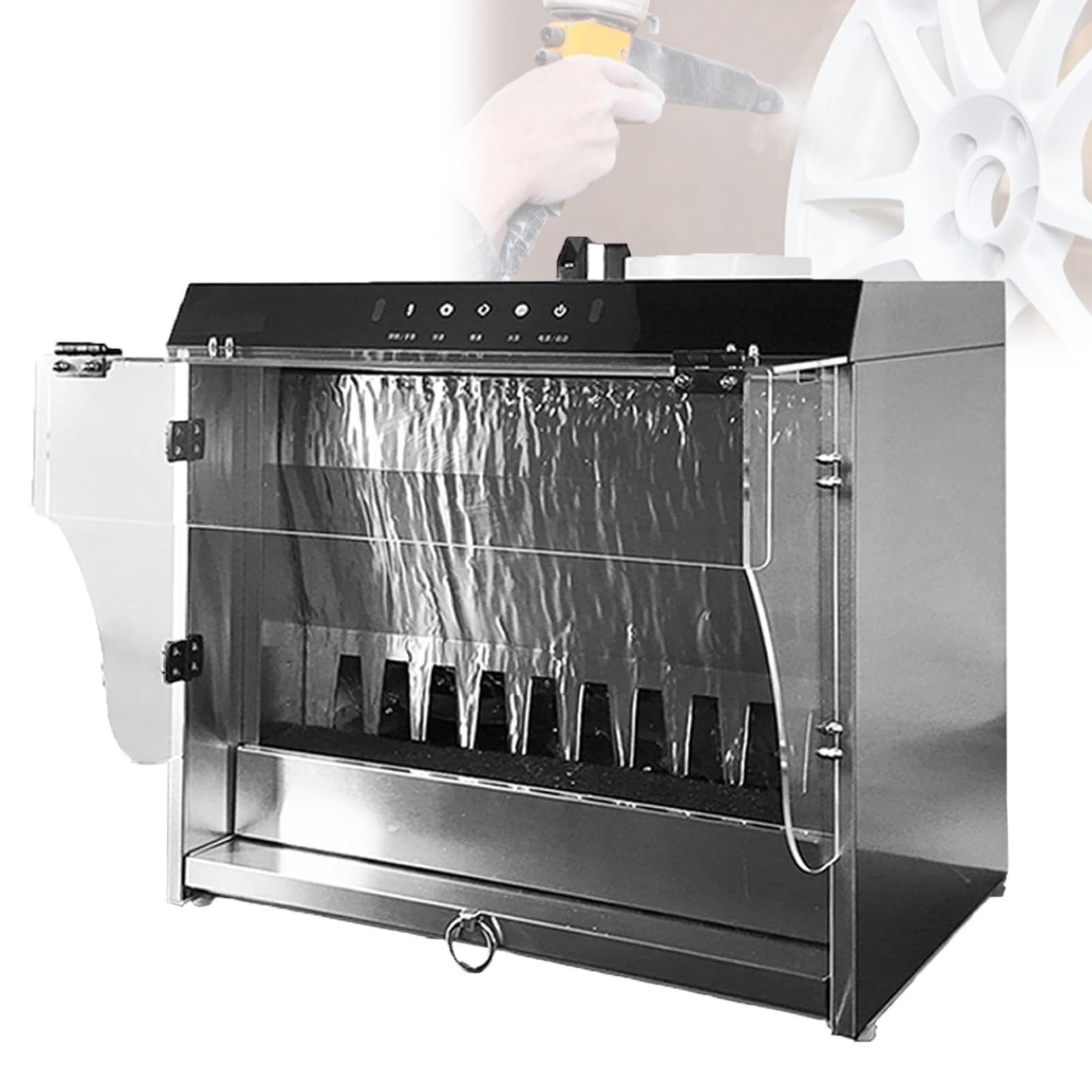 Pfps Intelligent Water Curtain Paint Spray Booth, with Waterfall Exhaust Syste, Touch Control, 2200 L/H Flow, Airbrush Spray Booth for Painting Model Craft