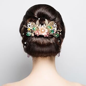 HINZIC 5PCS Goose Hairpin, Crystal Rhinestone Pearl Hair Clips Headpiece Retro Flower Chinese Hanfu Wedding Brides Hair Accessories Jewelry for Women Girls Updo Long Hair