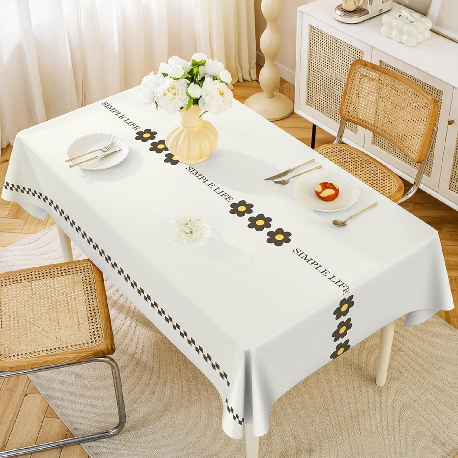 Dekoracja blatu kuchennego z kwiatowym nadrukiem 3D, idealna na imprezy w ogrodzie na świeżym powietrzu(Black Yellow,100x160cm)
