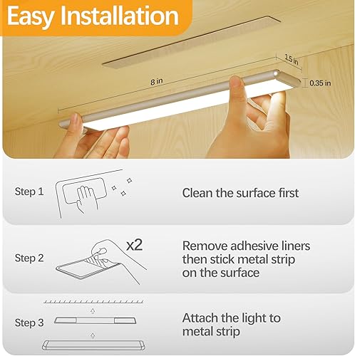Miniatura 8 de YLXS 30 luces LED con sensor de movimiento para debajo del gabinete, luces magnéticas recargables debajo del armario, barra de luz nocturna