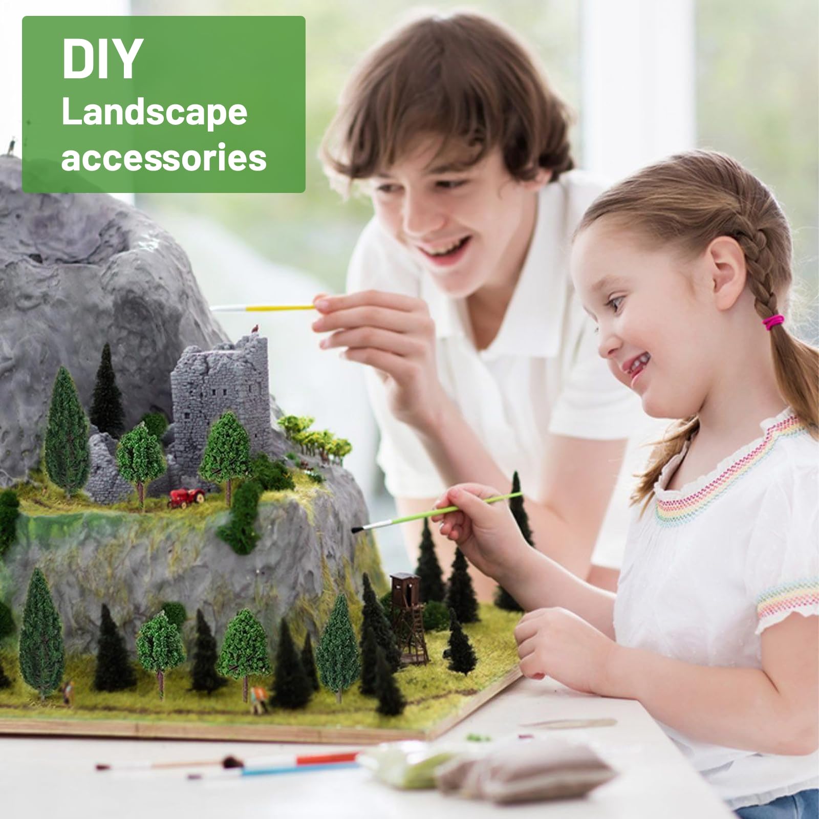 Lot De 50 Arbres Miniatures 4 Cm – Plastique Et Résine – Modélisme Ferroviaire Et Paysages
