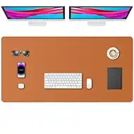 Leather Desk Pad Protector, Office Desk Mat, Large Mouse Pad, Non-Slip PU Leather Desk Blotter, Waterproof Computer Desk Writing Pad for Office and Home (Brown, 47.2" x 23.6")