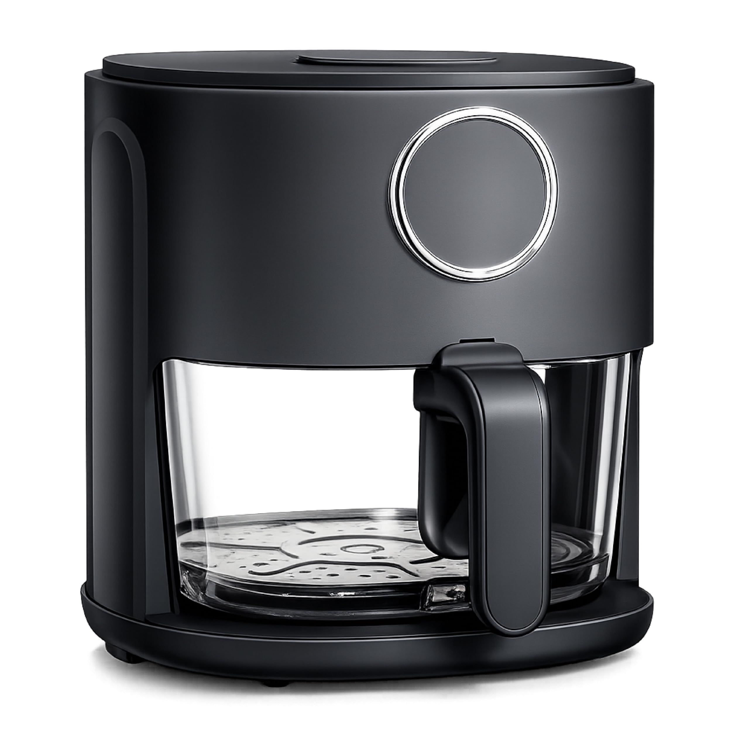 COOK WITH COLOR 1200W 4Qt Air Fryer: Stylish Design, Glass Basket, Dishwasher Safe, Digital Display, 6 Presets - Variable Temp 175°F to 400°F & 60-Min Timer - Black