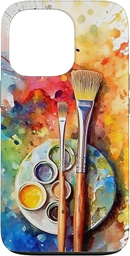 Funda para iPhone 13 Pro Watercolor Paints Paleta y Pintor Pintor Artistas