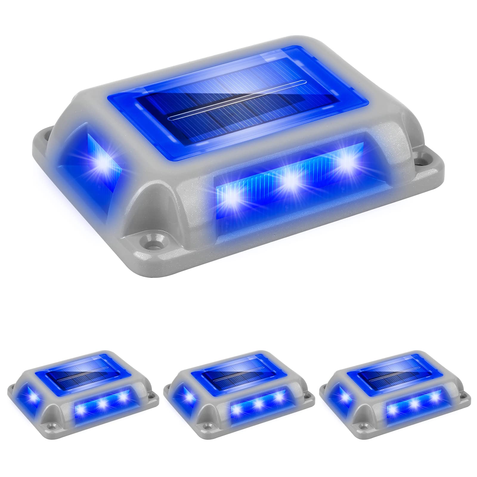 T-SUNUS Solar Deck Lights Outdoor Dock Driveway LED Lights, 4 Pack Ip65 Waterproof Solar Lights Outdoor Deck Lights Solar Powered for Sidewalk Driveway Pathway Garden Yard (Blue)