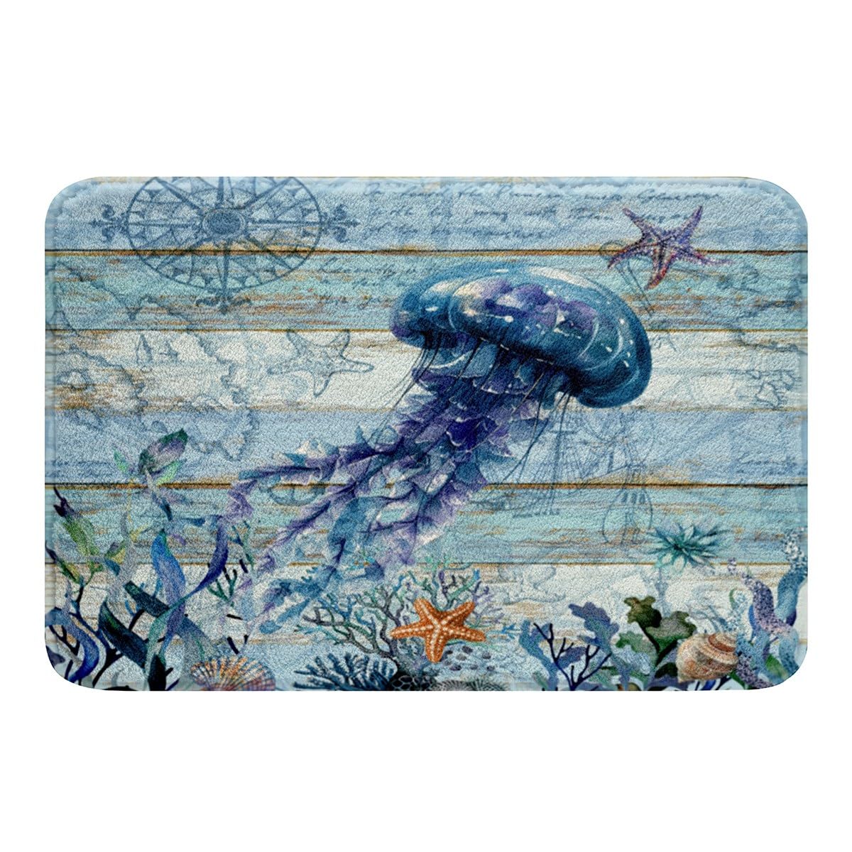 Feelyou Cute Jellyfish Bathroom Rugs 20"x32" Kids Ocean Creature Themed Bath Rugs for Shower Tub for Boys Girls Marine Animals Bath Mats for Bathroom