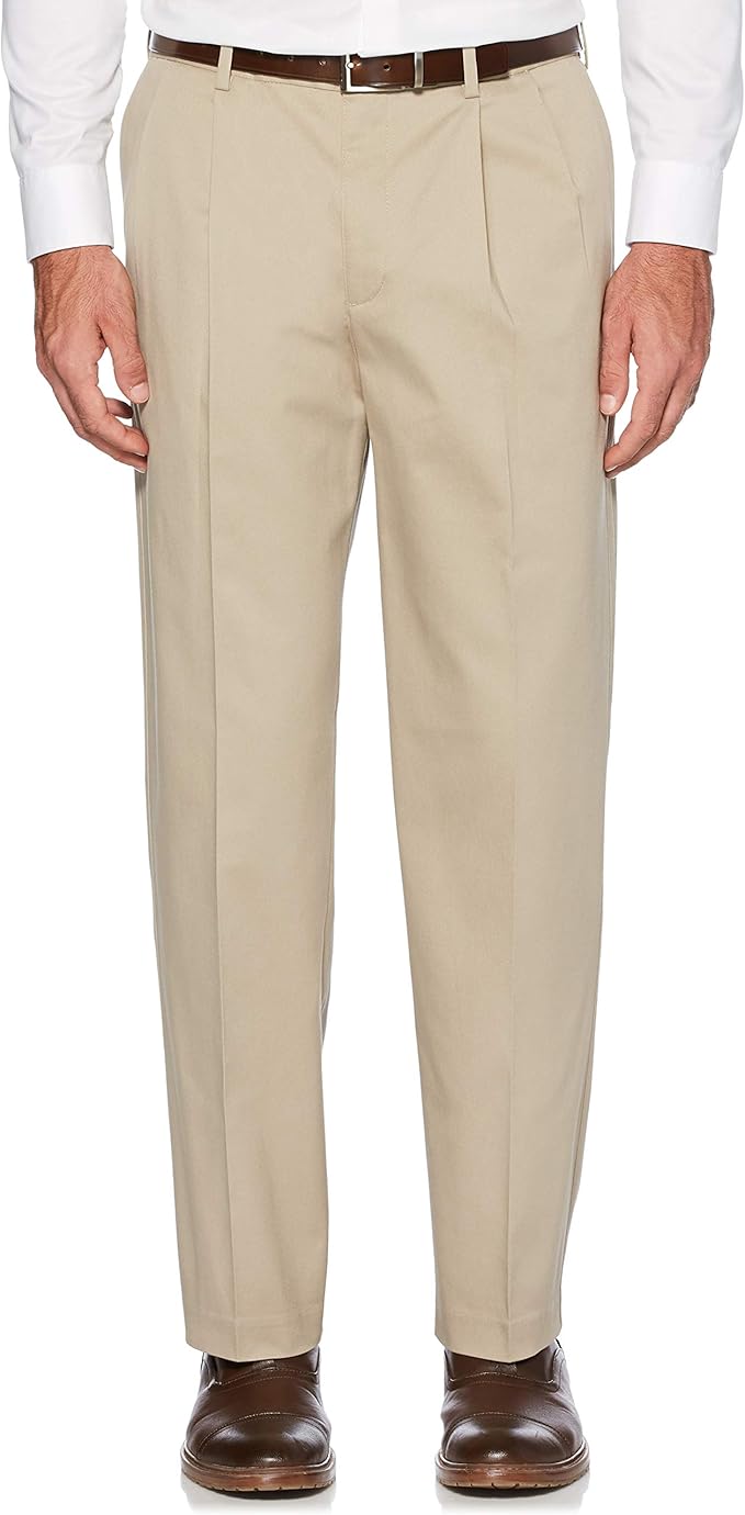 Savane Men's Stretch Ultimate Performance Pleated Chino Pants with