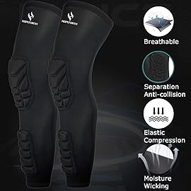 HOPEFORTH Knee Calf Padded 2 Pack Compression Leg Sleeve Shin Protective Support