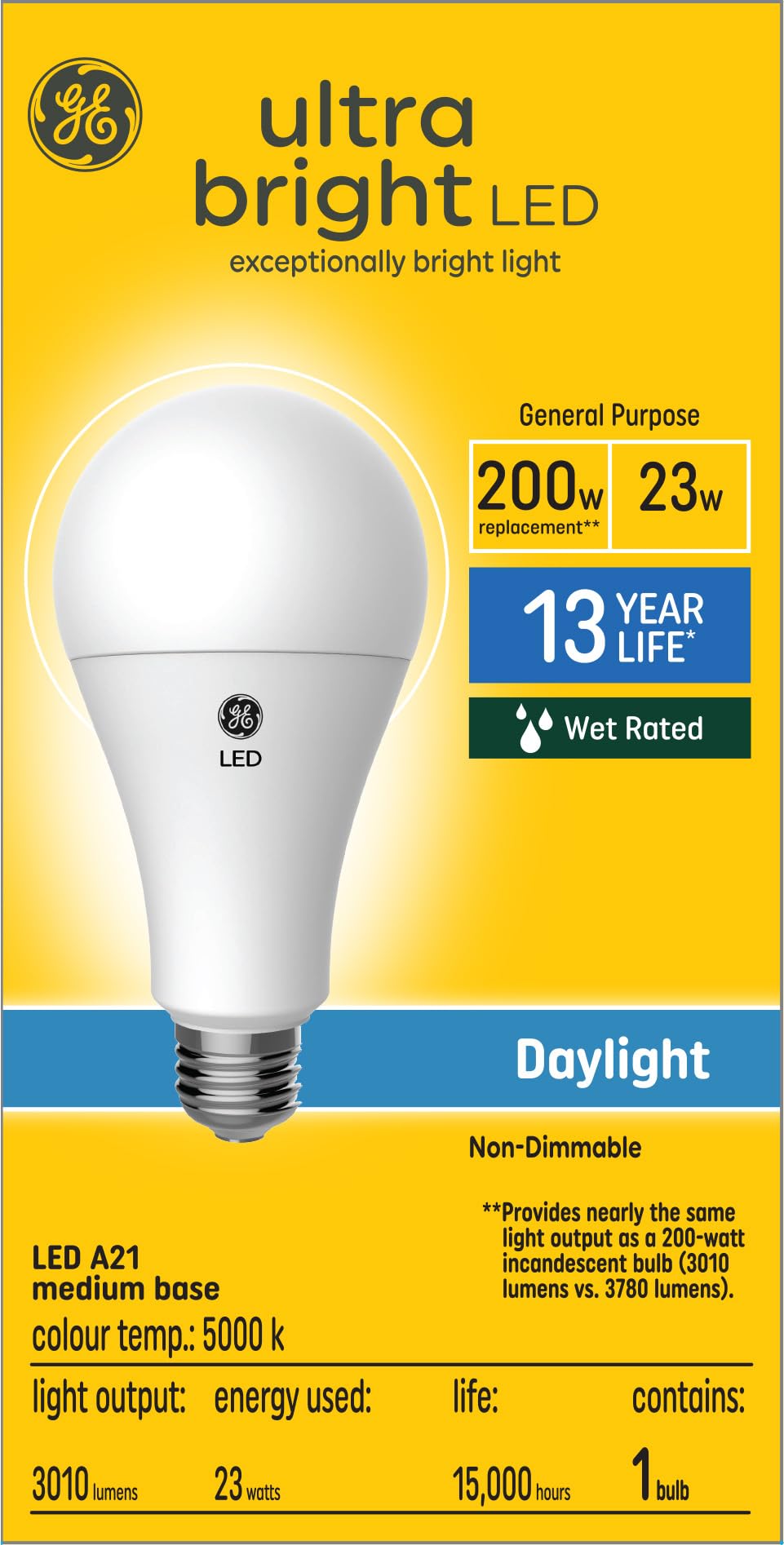 GE 200W Ultra Bright A21 LED Light Bulb Soft White GE 200W Ultra Bright A21 LED Light Bulb Soft White