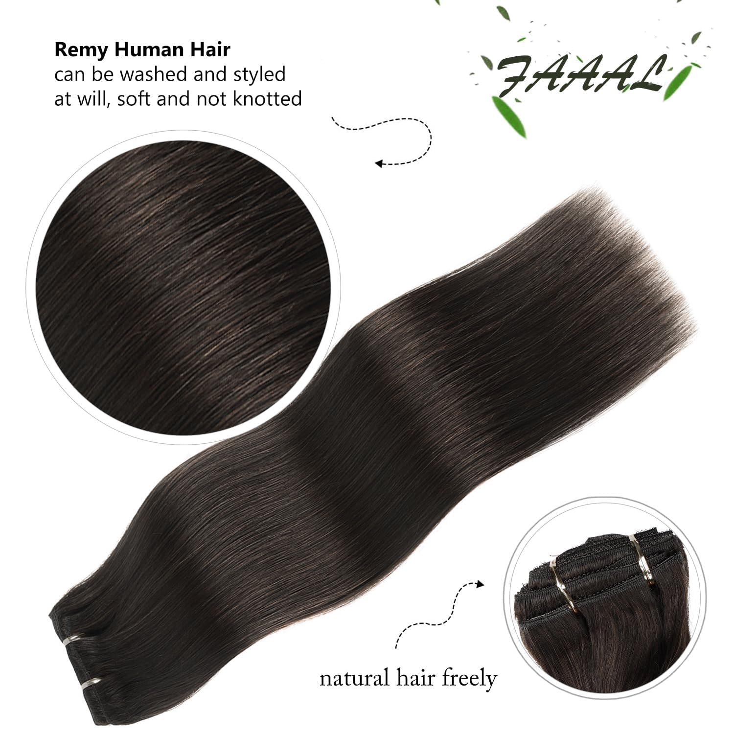 Remy Human Hair Clip-In Extensions 16 Inch 120g 7pc Double Weft Amazon.com : Double Weft 100% Remy Human Hair Extensions  main image 2