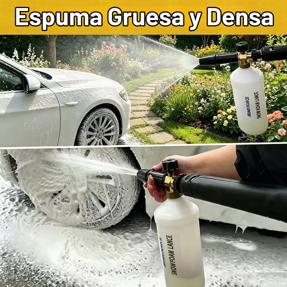 Boquilla de espuma de espuma para nieve para lavadora a presión con puntas de 1,25 y 1,10 mm, compatible con el limpiador de alta presión Lavor Wash Lidl Parkside Sterwins Deko Champion Vax…