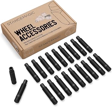 20pcs Black Wheel Stud Conversion - 14x1.25 to 12x1.5, 62mm 2.5 inch Total Length, 45mm 1.77 inch Shank Length - Compatible with BMW Vehicles Ensure Vehicle uses 14x1.25 Bolts Screw Adapter