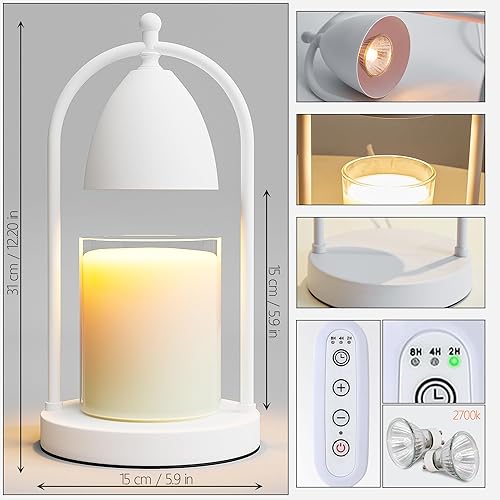 Miniatura 2 de Vktoma Lámpara calentadora de velas con temporizador, lámpara eléctrica para velas de tarro, calentador de lámpara de vela con 2 bombillas halógenas