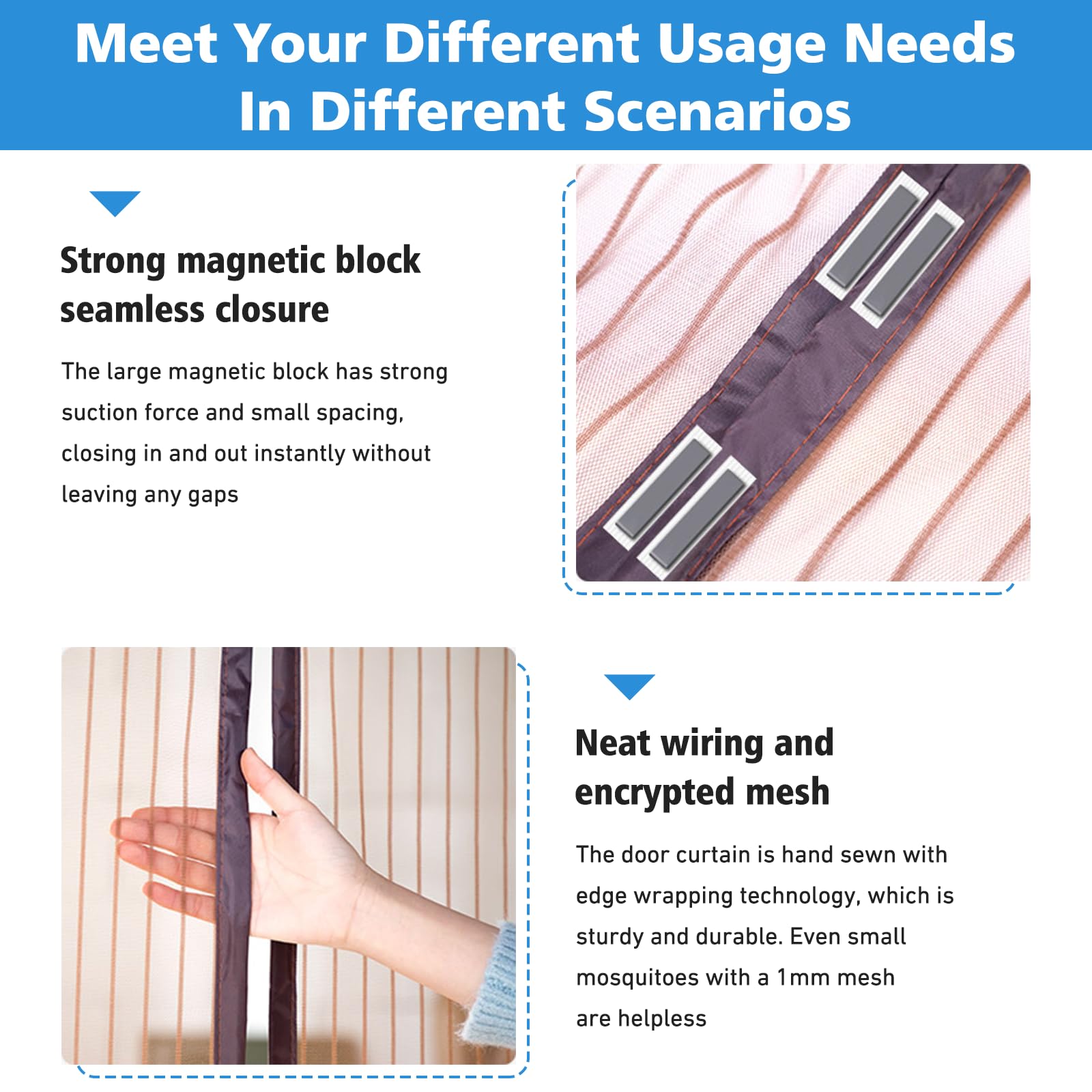 Zanzariera Magnetica Per Porte 110x220cm - Protezione Insetti Senza Forare - Facile Installazione Adesiva - Per Balconi, Cantine E Patio - Foto 2