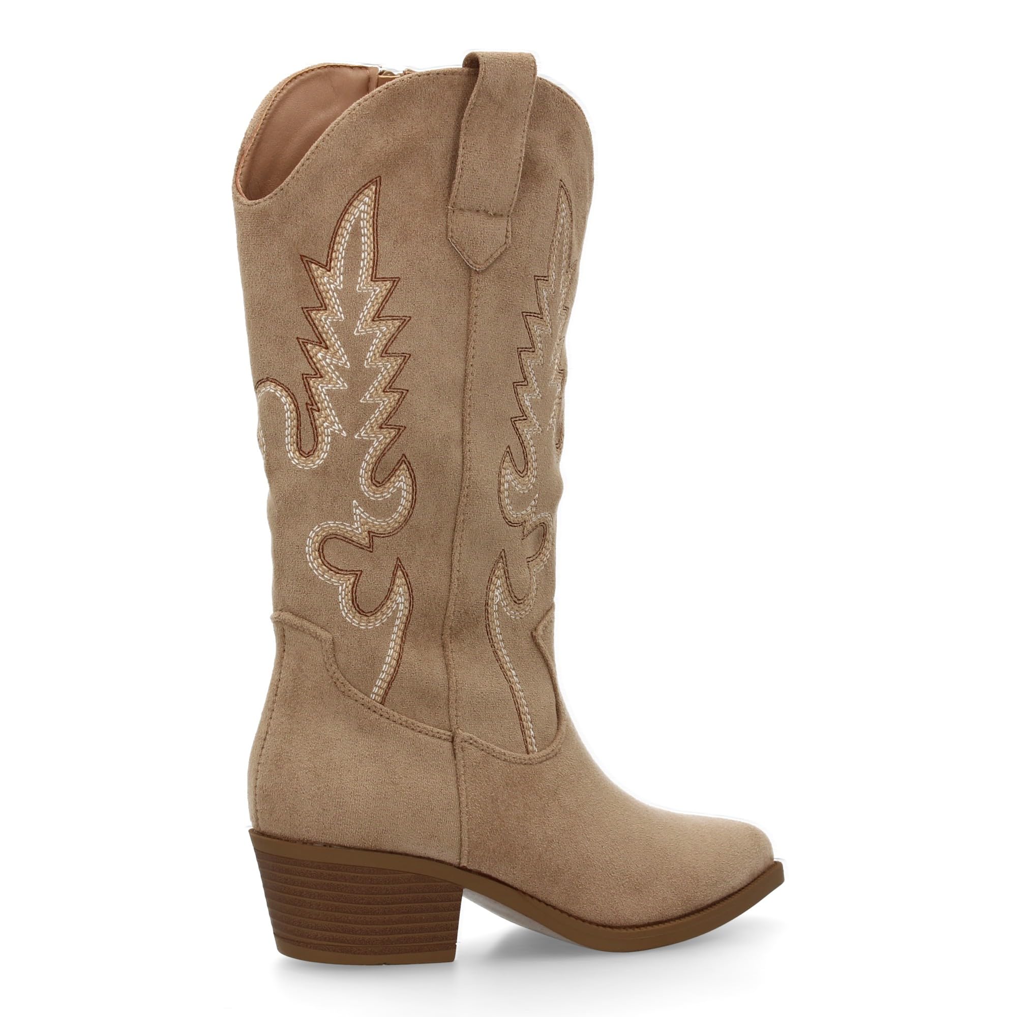 Botas de Mujer Estilo Cowboy, Tacon bajo, comodas y Elegantes. Diseno de Cana 32 cm Bordada Look Casual o de Fiesta, Ideales para Otono Invierno