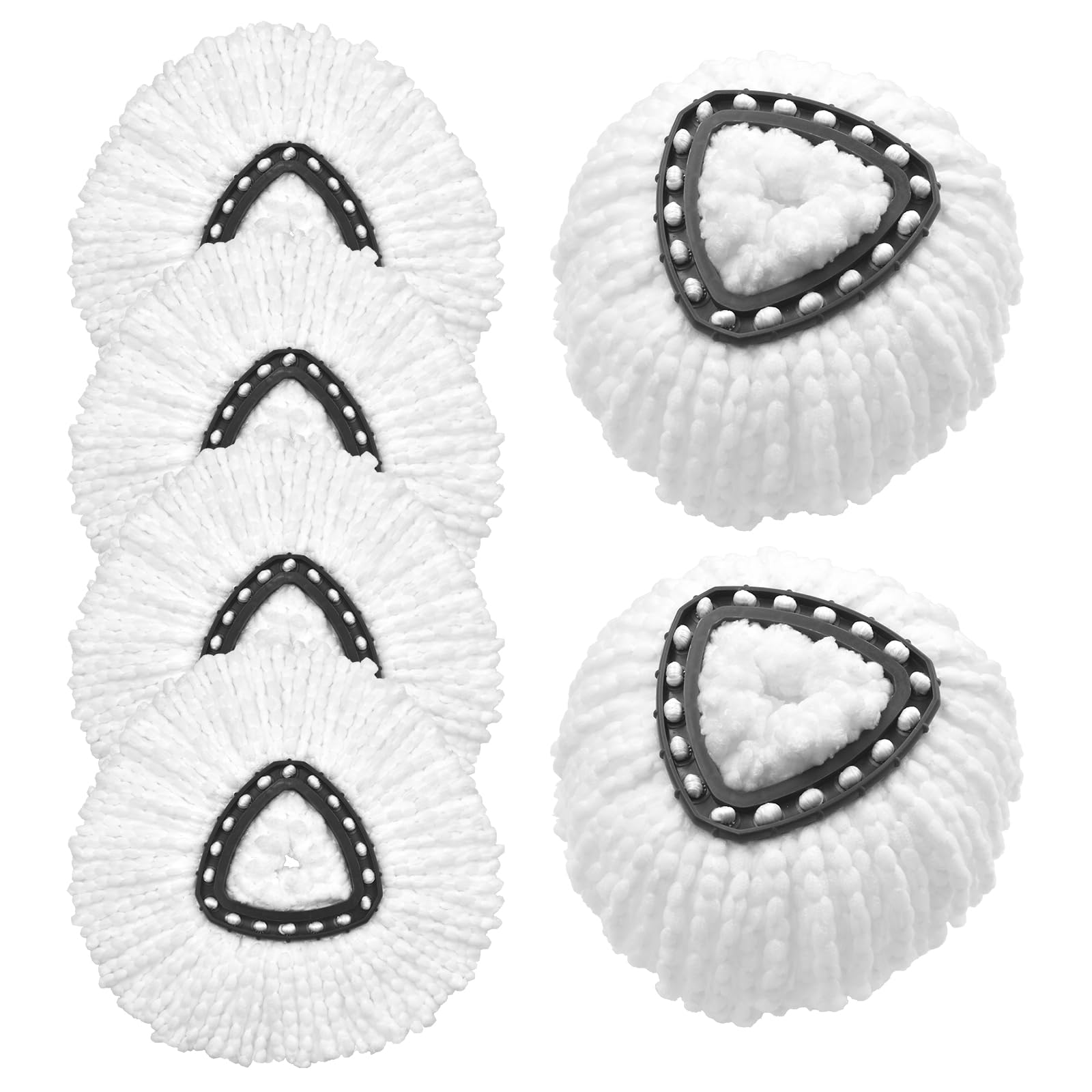 GFRED 6 Pack Head Replacement Mop Compatible With Vileda Turbo Spin 2-in-1 Mop Refills Microfibre Machine Washable (White-6Pcs)