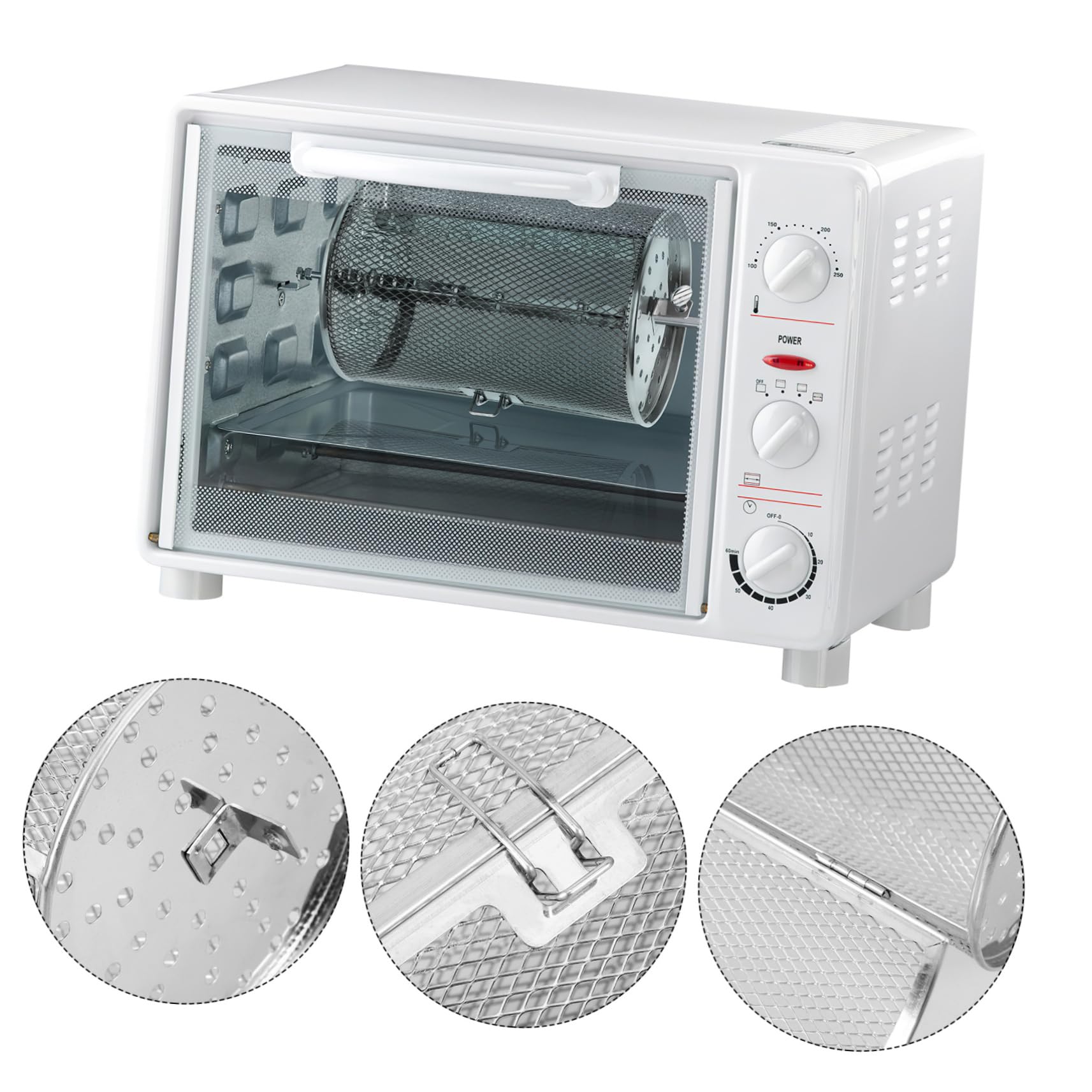 PRETYZOOM Grilled Rotisserie Basket Stainless Steel for Air Fryers Bbq and Ovens for Nuts and Vegetables Easy to Clean and Kitchen Essential