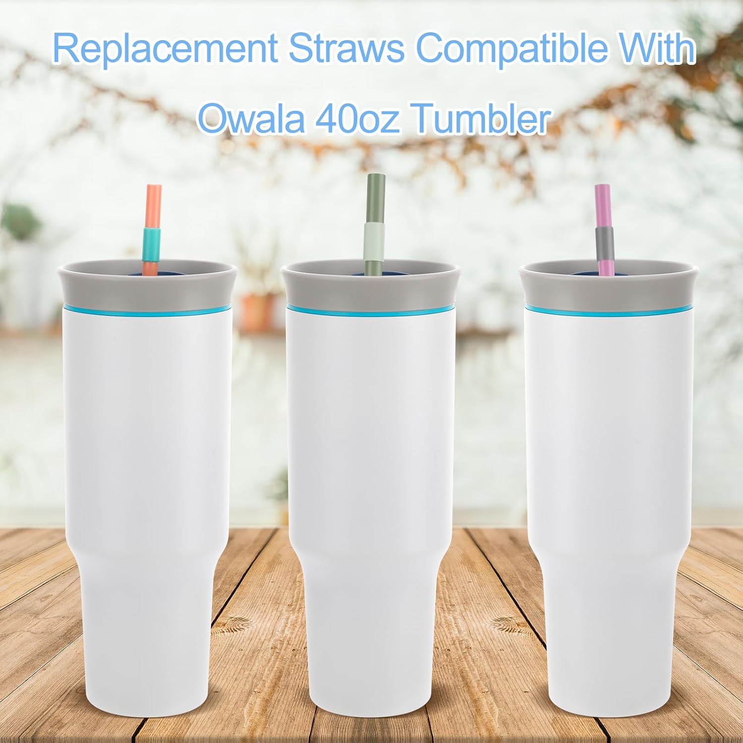 YOUMIIReplacement Straws Compatible with Owala 24oz Tumbler, with 1 Brush,Pack of 6 (Fog-blue) - Image 3