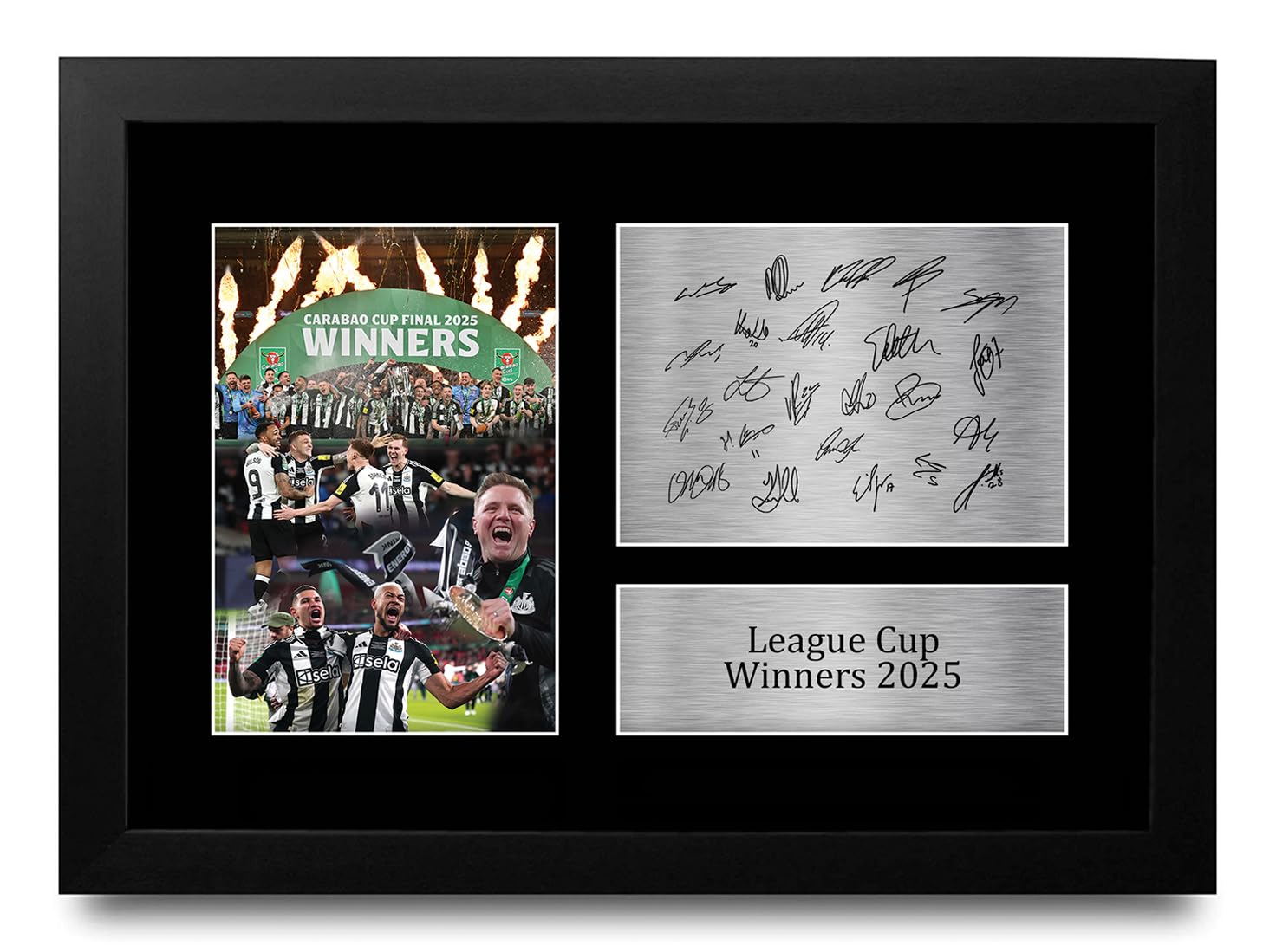 HWC Trading Magpies Caraboa Cup Winners 2025 Gifts Printed Signed Autograph Picture for Football Fans and Supporters - A4 Framed