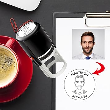 Custom Face Stamp Personalized Self Inking Stamp Customized Business Logo Image Text Teather Stamper Funny Gift 4 Color and Font Choices