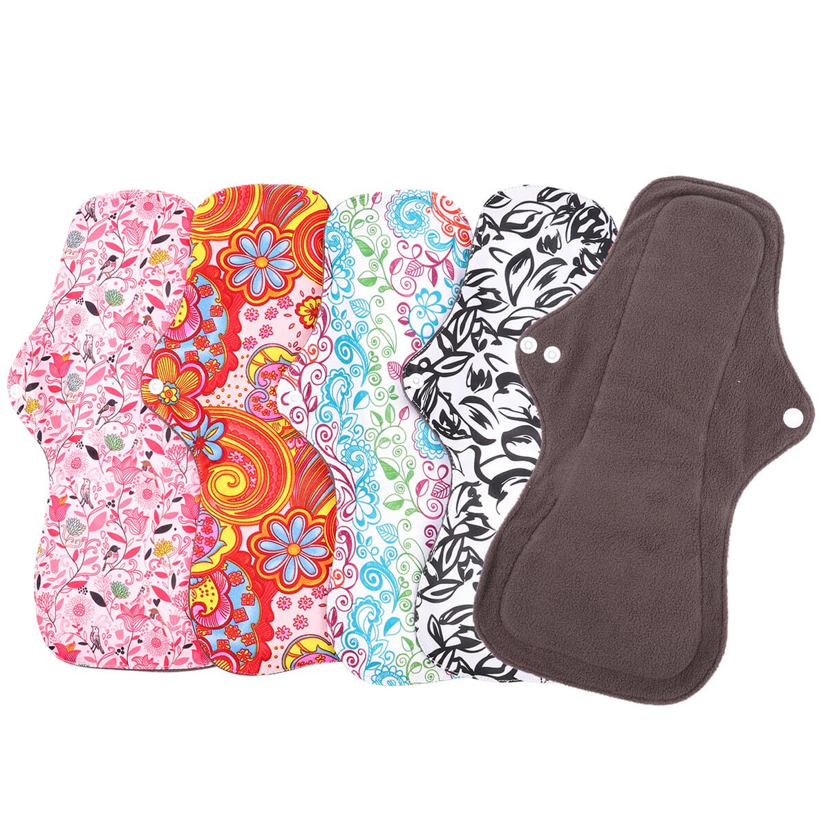 4 Pièces Coussinets Menstruels Réutilisables Lavables en Fibre Douce pour Protection Féminine Quotidienne et Nuit, Serviettes Hygiéniques Pochon de Rangement Inclus